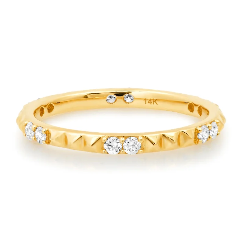 Heart Engagement Rings-DAINTY DIAMOND GOLD STUDS BAND, 14kt GOLD