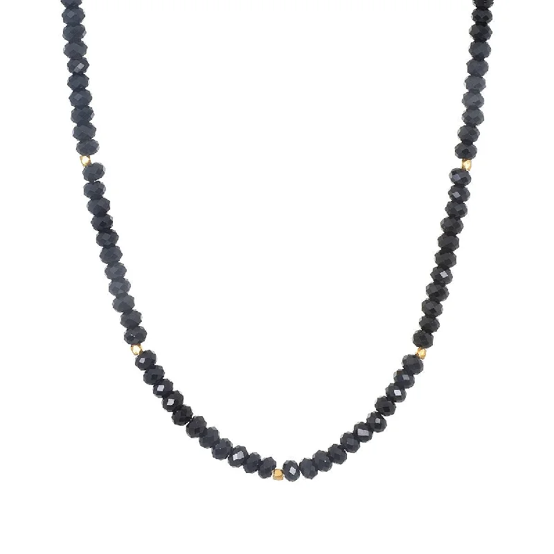 Layered Silver Necklaces-Empowered Being Black Spinel Choker Necklace