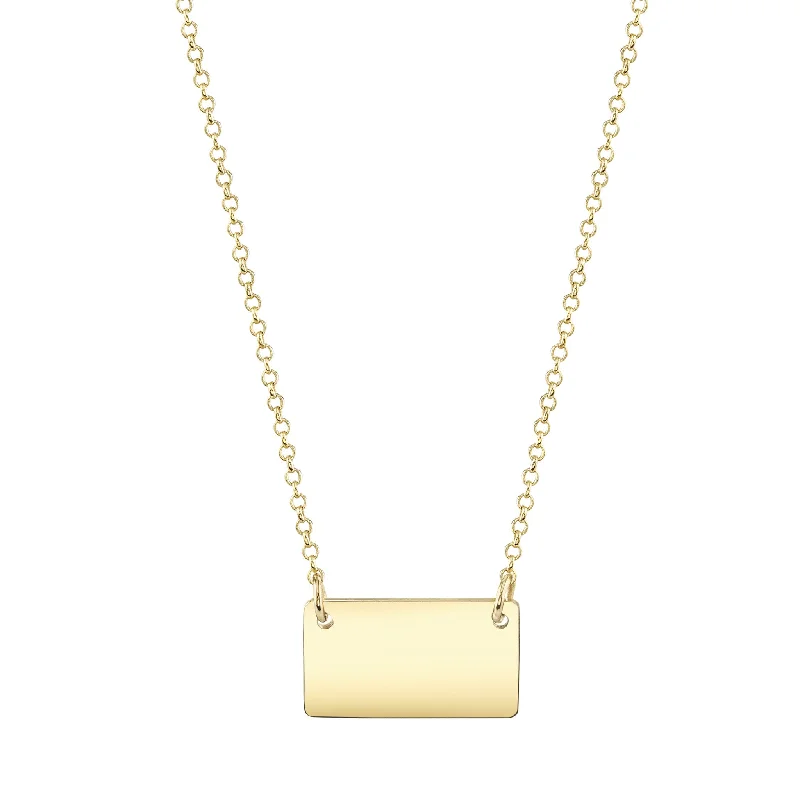 Long Pendant Necklaces-Sideways Rectangle Necklace