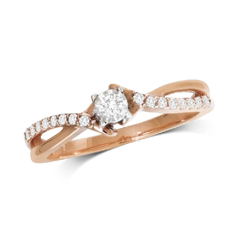 Solitaire Rings-10K Rose Gold 1/6 Ct.Tw.Diamond Promise Ring