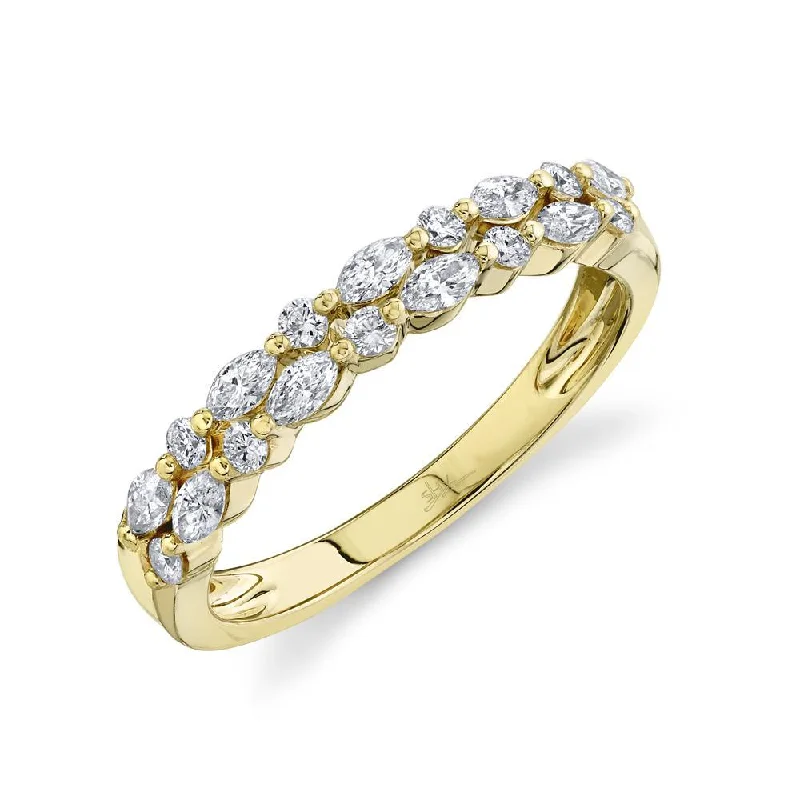 Luxury Engagement Ring Sets-14K Yellow Gold Marquise Diamond Double Row Band