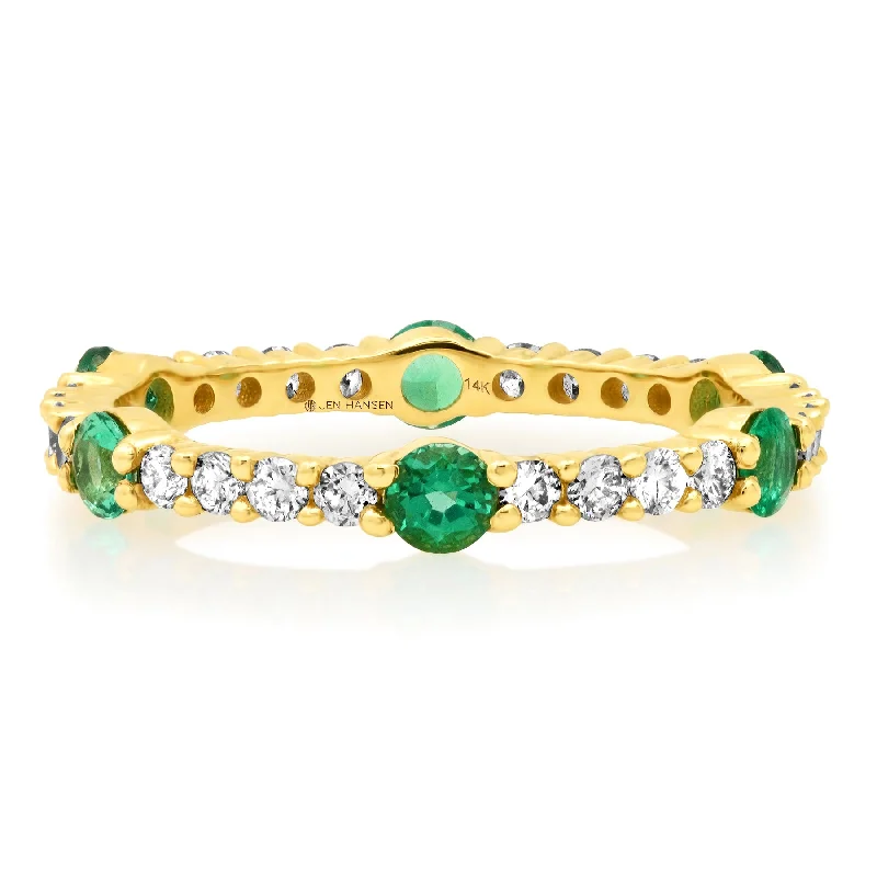 Eternity Rings-HARMONY EMERALD AND DIAMOND BAND, 14KT GOLD