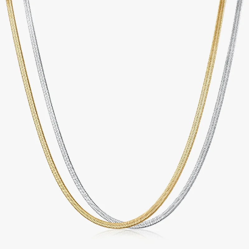 Gold Choker Necklaces-Gwendolyn Herringbone Necklace