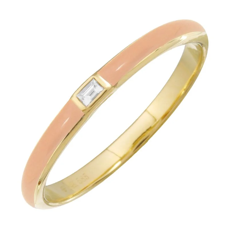 Pearl Engagement Rings-14k Yellow Gold Blush Enamel & Diamond Ring