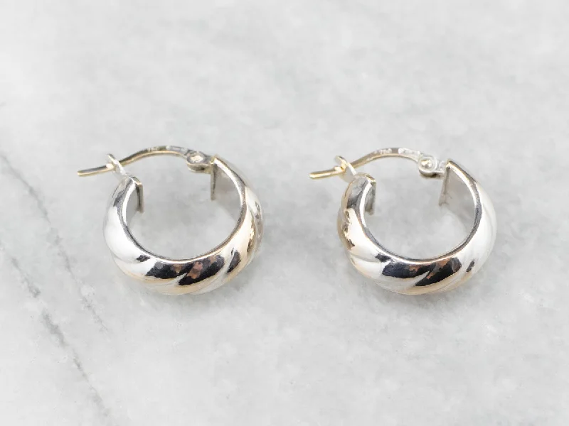 Silver Earrings-18K White Gold Cuff Hoop Earrings