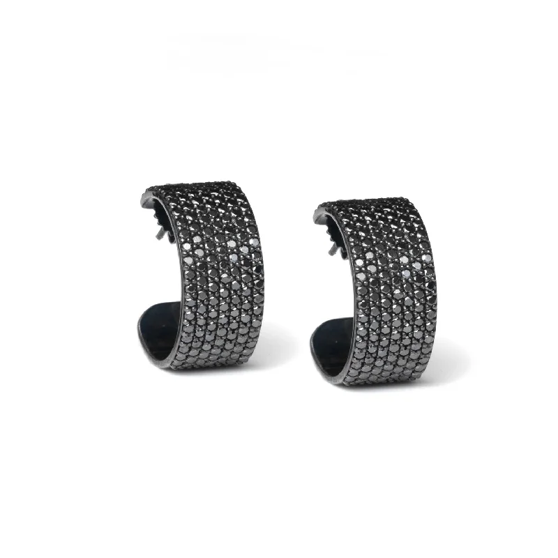 Gold Leaf Stud Earrings-Black Diamond Hoop Cuff Earrings  EB000013