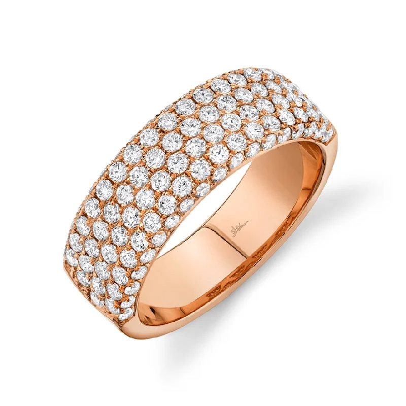 Heart-shaped Rings-14K Rose Gold Diamond Lady's Pave Band