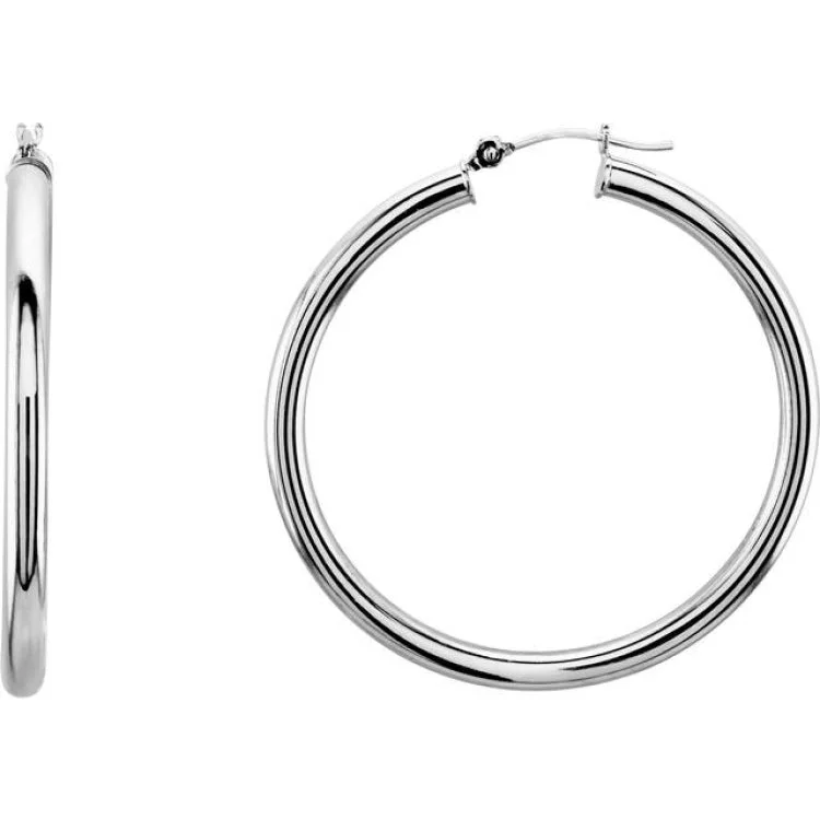 Modern Earrings-14K White 40 mm Tube Hoop Earrings