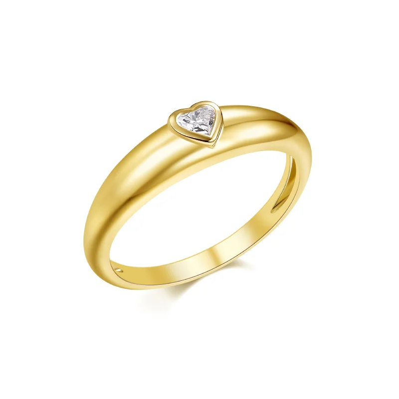 Designer Diamond Rings-14K Yellow Gold Heart Diamond Graduated Ring