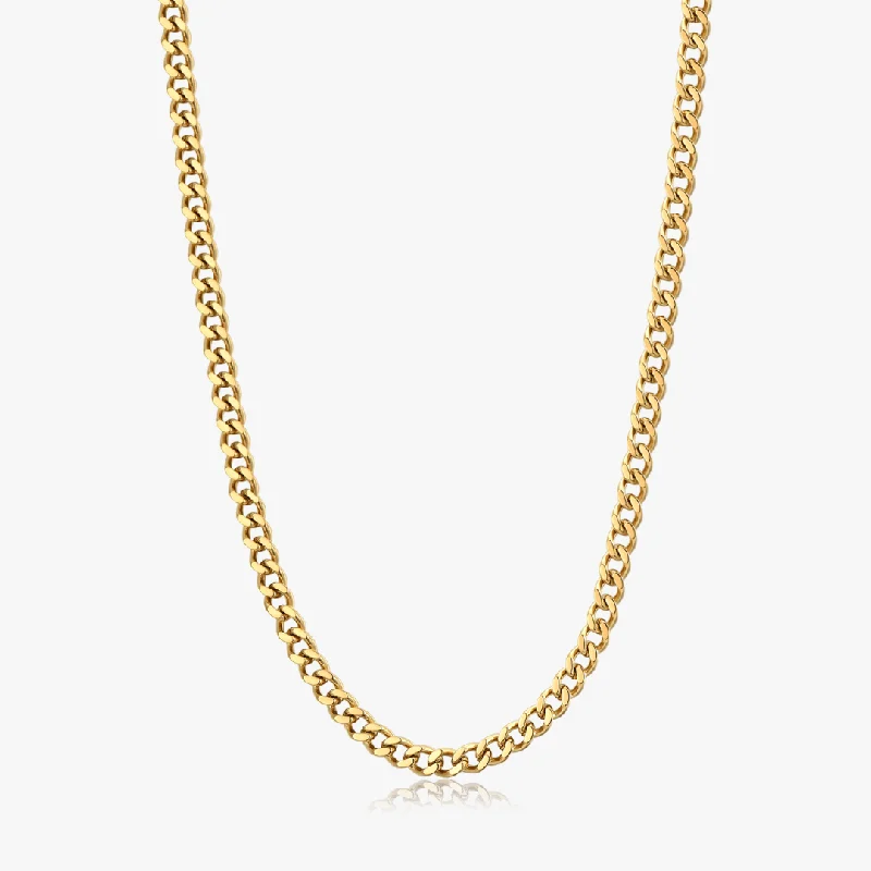 Statement Chain Necklaces-Thin Curb Gold Chain (Unisex)