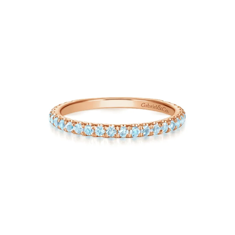 Vintage Wedding Rings-14K Rose Gold Sky Blue Topaz Band