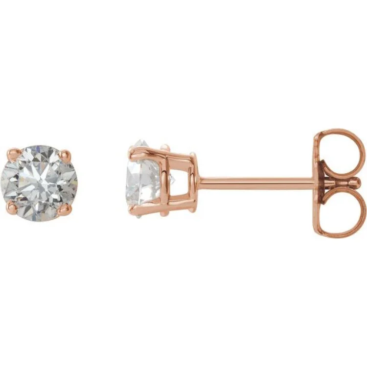 Radiant Earrings-14K Rose 3/4 CTW Natural Diamond Stud Earrings with Friction Post