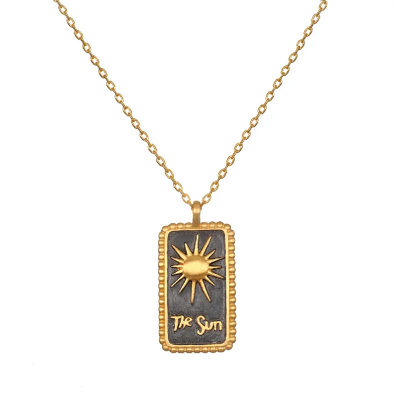 Gold and Silver Necklaces-Omen of Positivity Sun Tarot Necklace