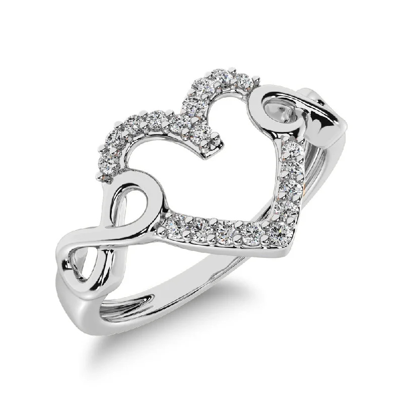 Bridal Rings Sets-10K White Gold 1/8 Ct.Tw. Diamond Heart Ring