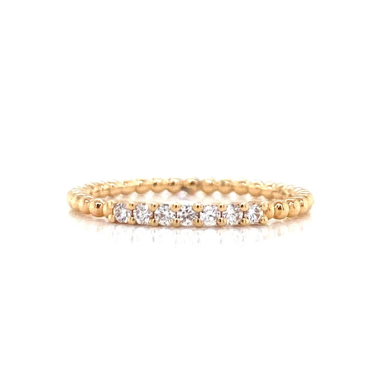 Vintage Wedding Rings-14K Yellow Gold Diamond Top Beaded Ring