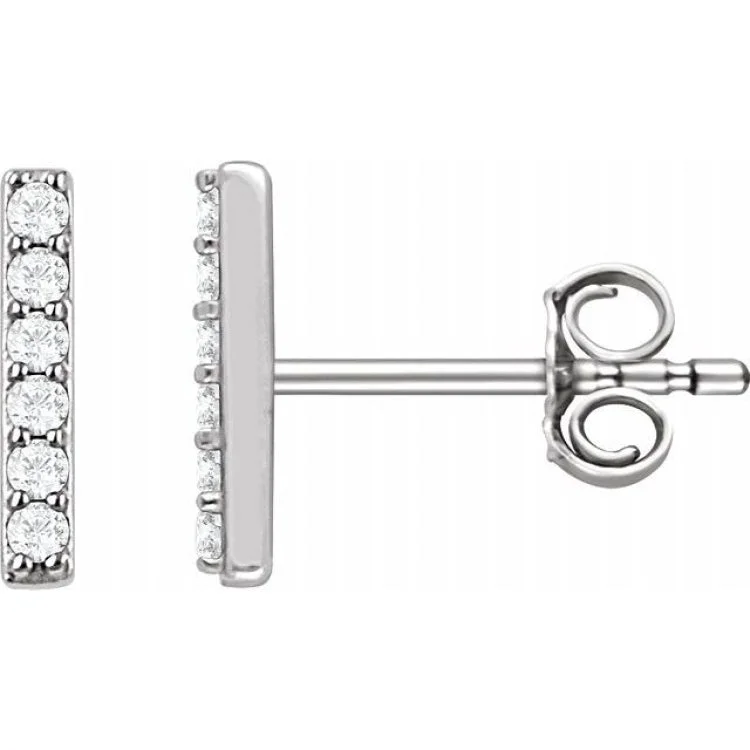 Custom Drop Earrings-Platinum 1/10 CTW Natural Diamond Bar Earrings