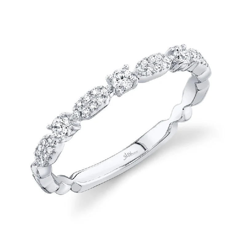 Sapphire Wedding Bands-14K White Gold Diamond Stackable Ring