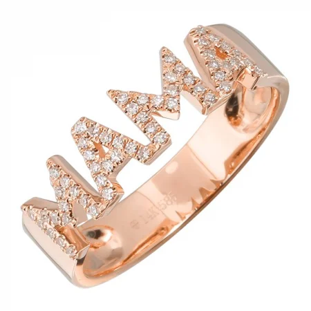 Cushion Diamond Rings-14k Rose Gold Mama Diamond Ring