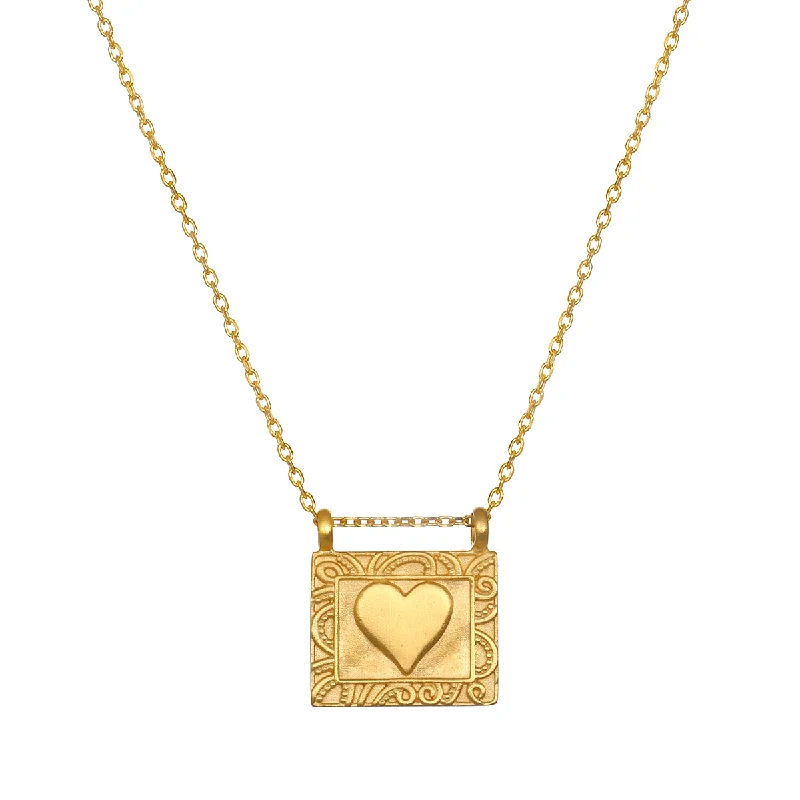 Embellished Necklaces-Heart Centered Gold Necklace