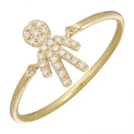 Simple Rings-14K Yellow Gold Boy Diamond Ring