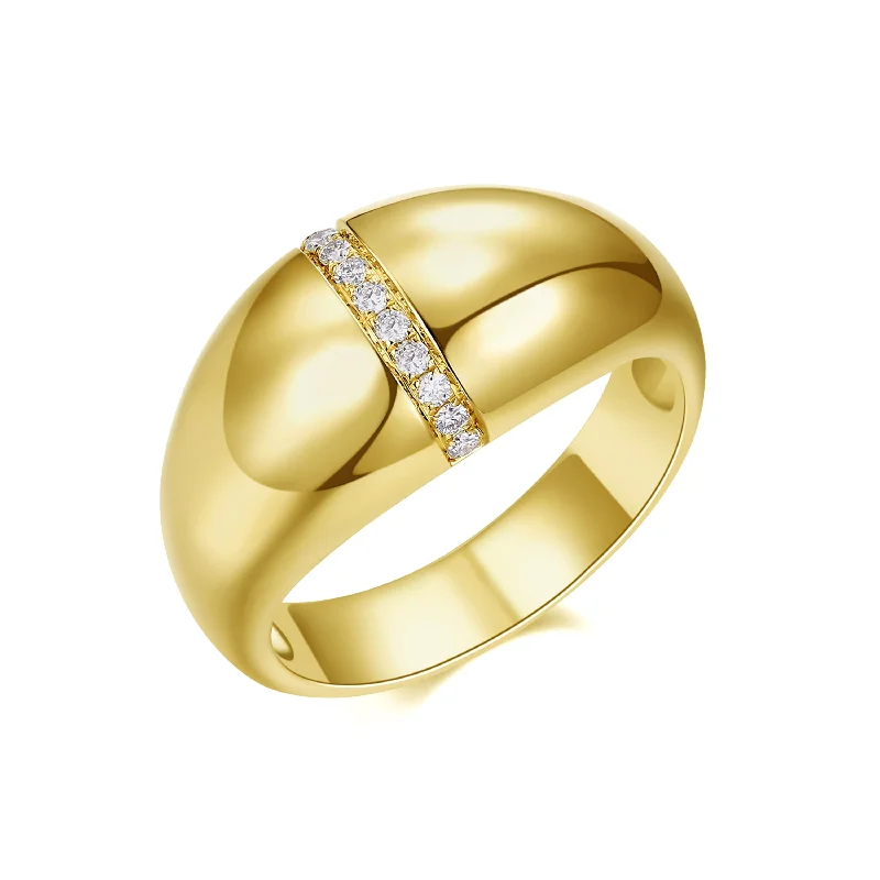 Wedding Ring Engraving-14K Yellow Gold Diamond Dome Polished Ring