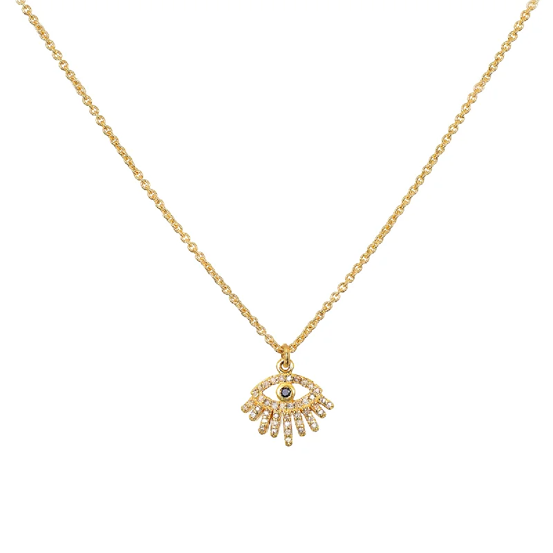 Rose Gold Necklaces-Mini All-Seeing Eye 14kt Gold Diamond Necklace