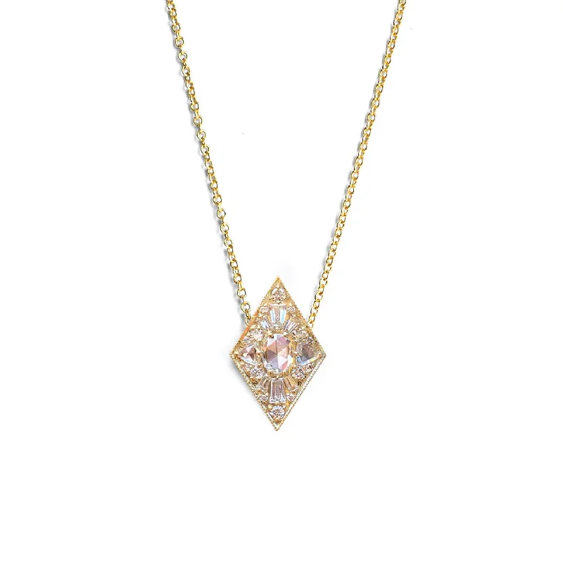 Sweetheart Necklaces-Mini Kite Shape Oval Diamond Necklace