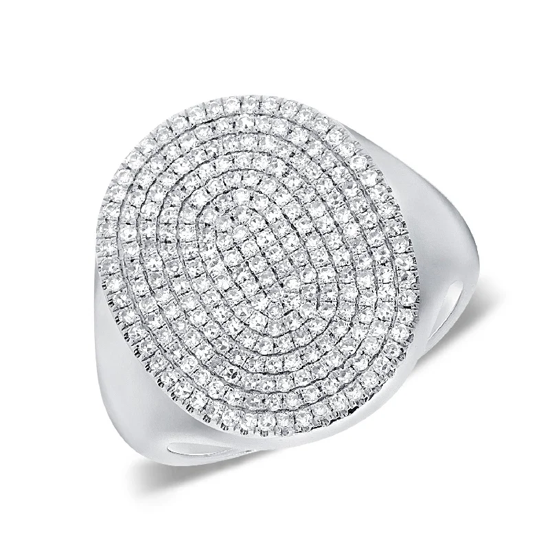 Bridal Rings Sets-14K White Gold Diamond Pave Oval Ring