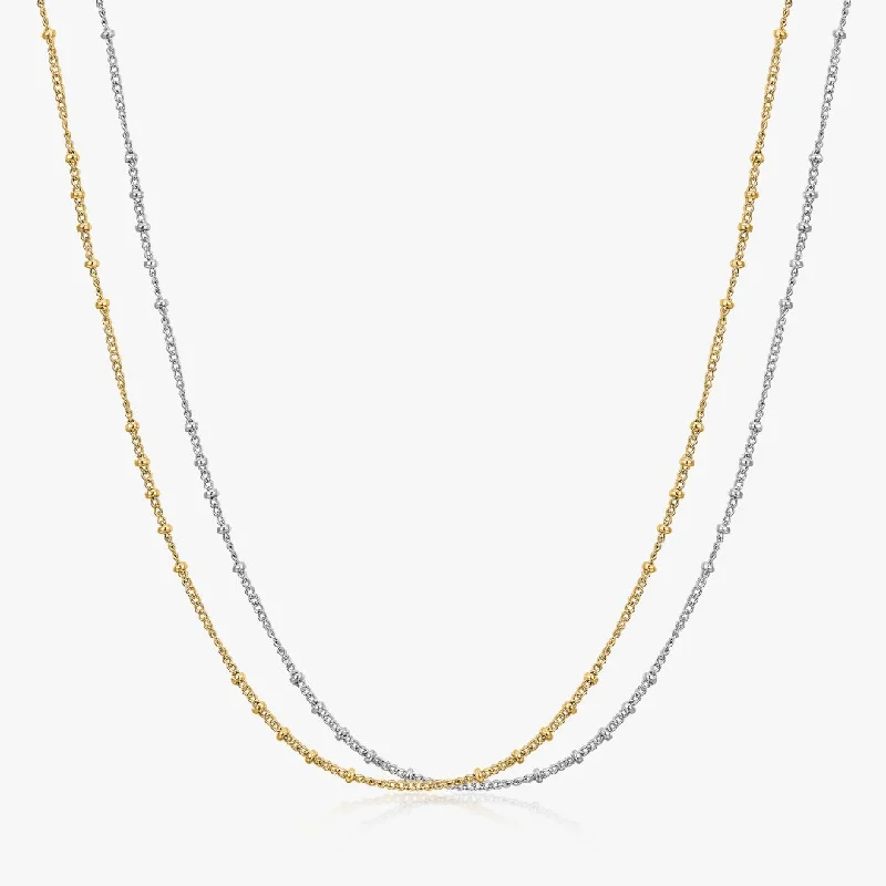 Minimalist Chain Necklaces-Thin Beaded Necklaces