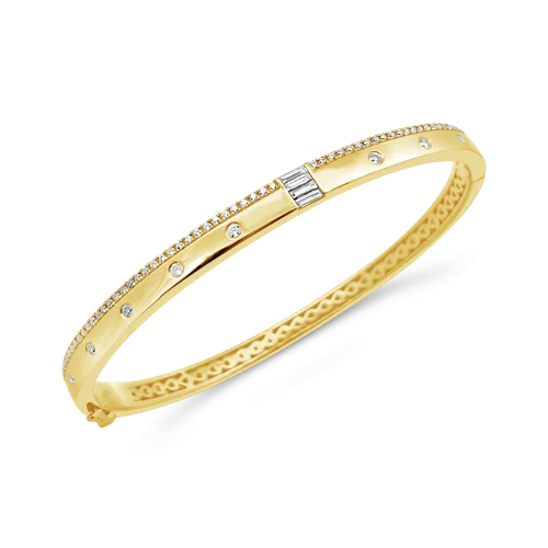 Pink Gold Bangles-Diamond & Yellow Gold Bangle