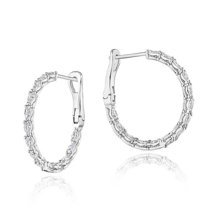 Contemporary Drop Earrings-Stilla | Large Hoop Earrings in 18k White Gold FE828