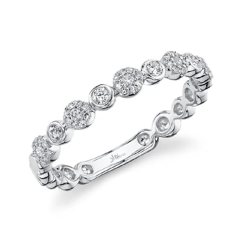 Men's Silver Rings-14K White Gold Diamond Circles Band