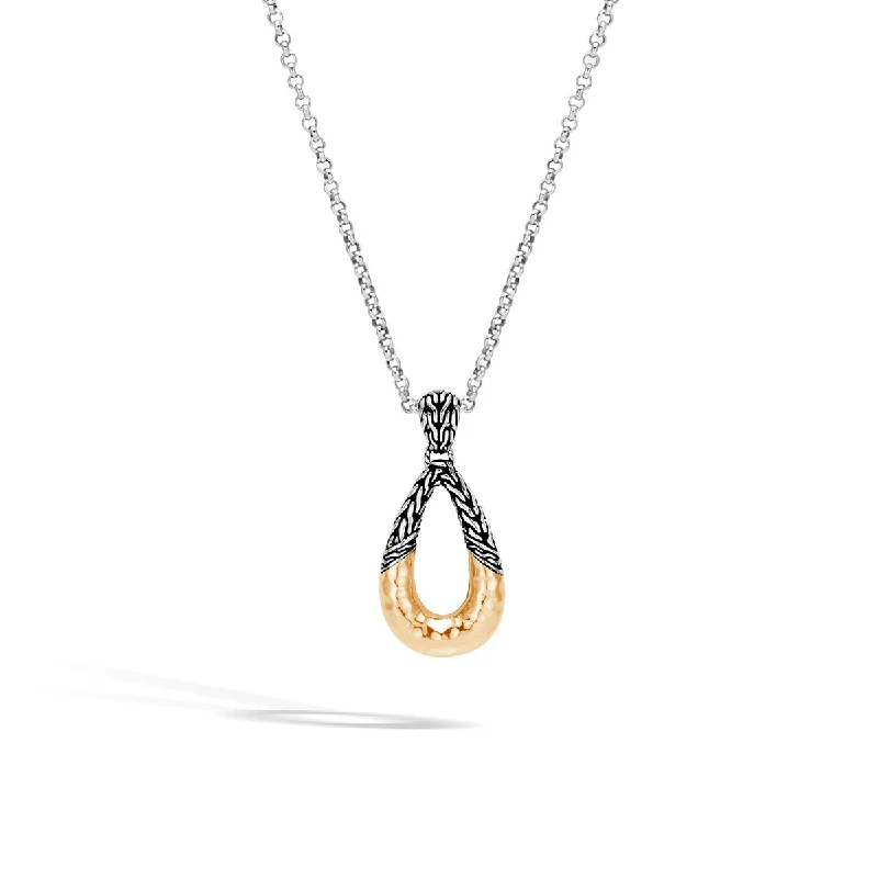 Star Necklaces-Classic Chain Hammered 18K Gold and Silver Pendant Necklace