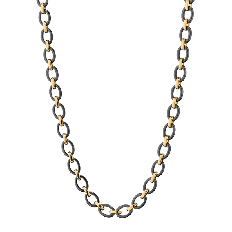 Simple Gold Necklaces-Audrey Black Ceramic Link Necklace