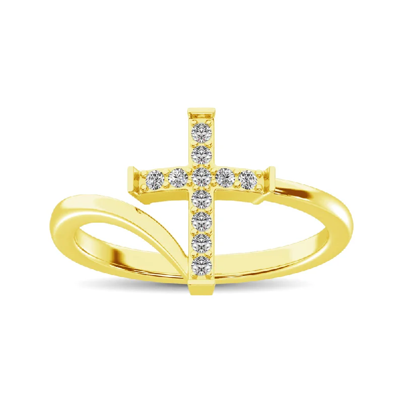 Custom Wedding Rings Sets-10K Yellow Gold Diamond 1/8 Ct.Tw. Cross Ring