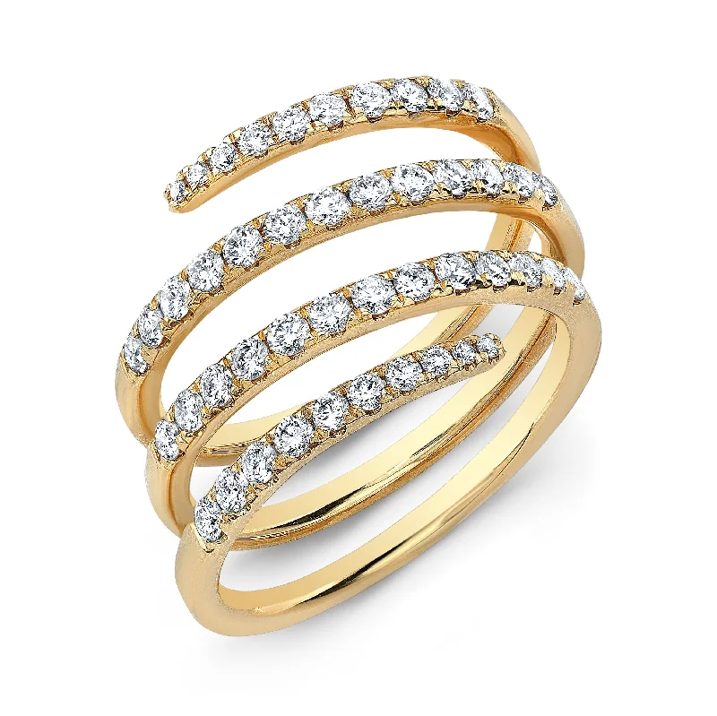 Gold Rings for Women-14K Yellow Gold Diamond Swirl Ring