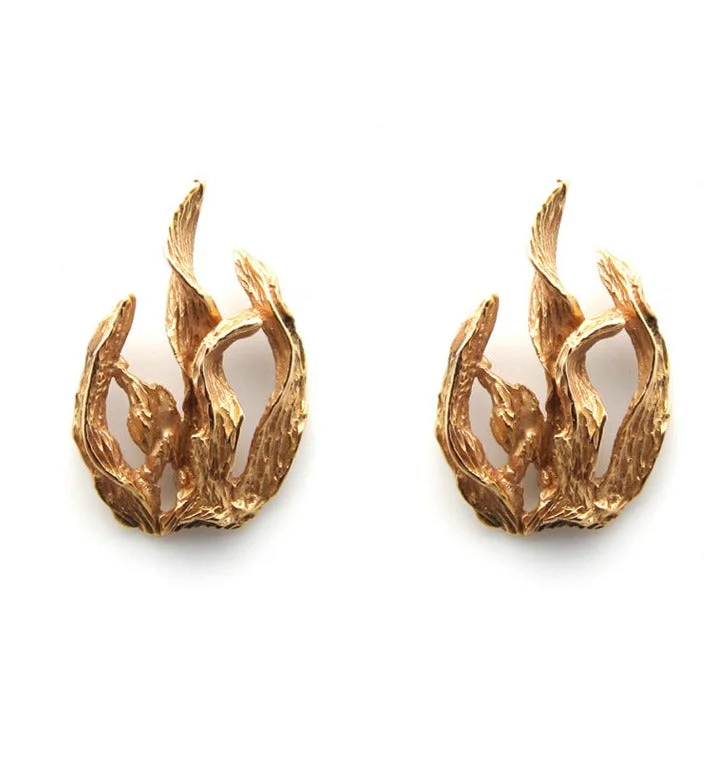 Big Silver Earrings-Flame Earrings