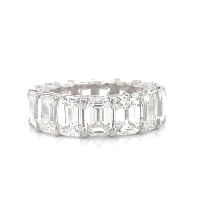 Eternity Band Rings-Platinum Diamond Emerald Cut Eternity Band