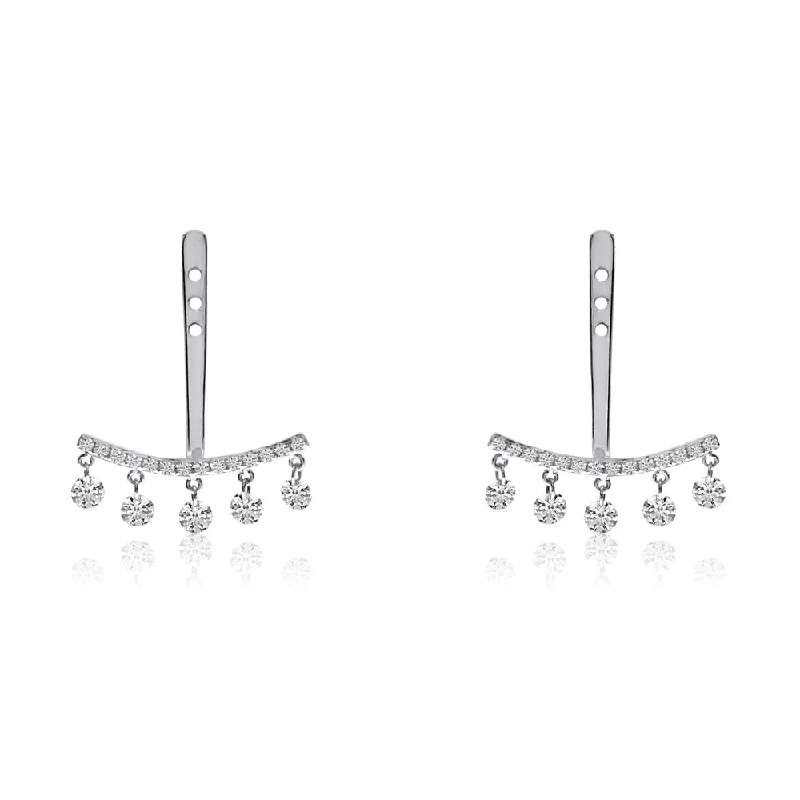 Statement Earrings-DASHING DIAMOND 5 STONE JACKET EARRINGS E10150W-BC