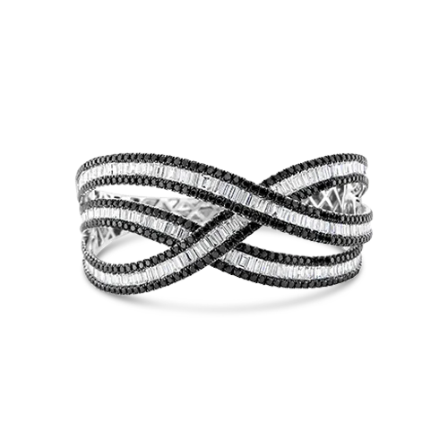 Bridal Cuff Bangles-Black & White Diamond Bangle Bracelet