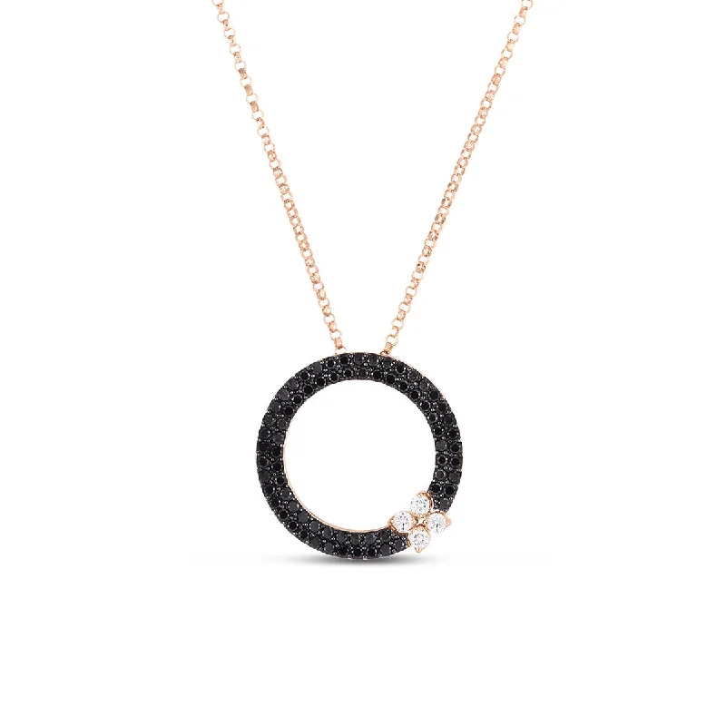 Minimalist Pendant Necklaces-18K Gold White and Black Diamond Necklace