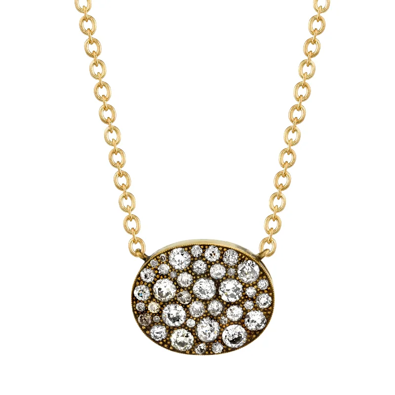 Minimalist Chain Necklaces-OVAL COBBLESTONE PENDANT NECKLACE