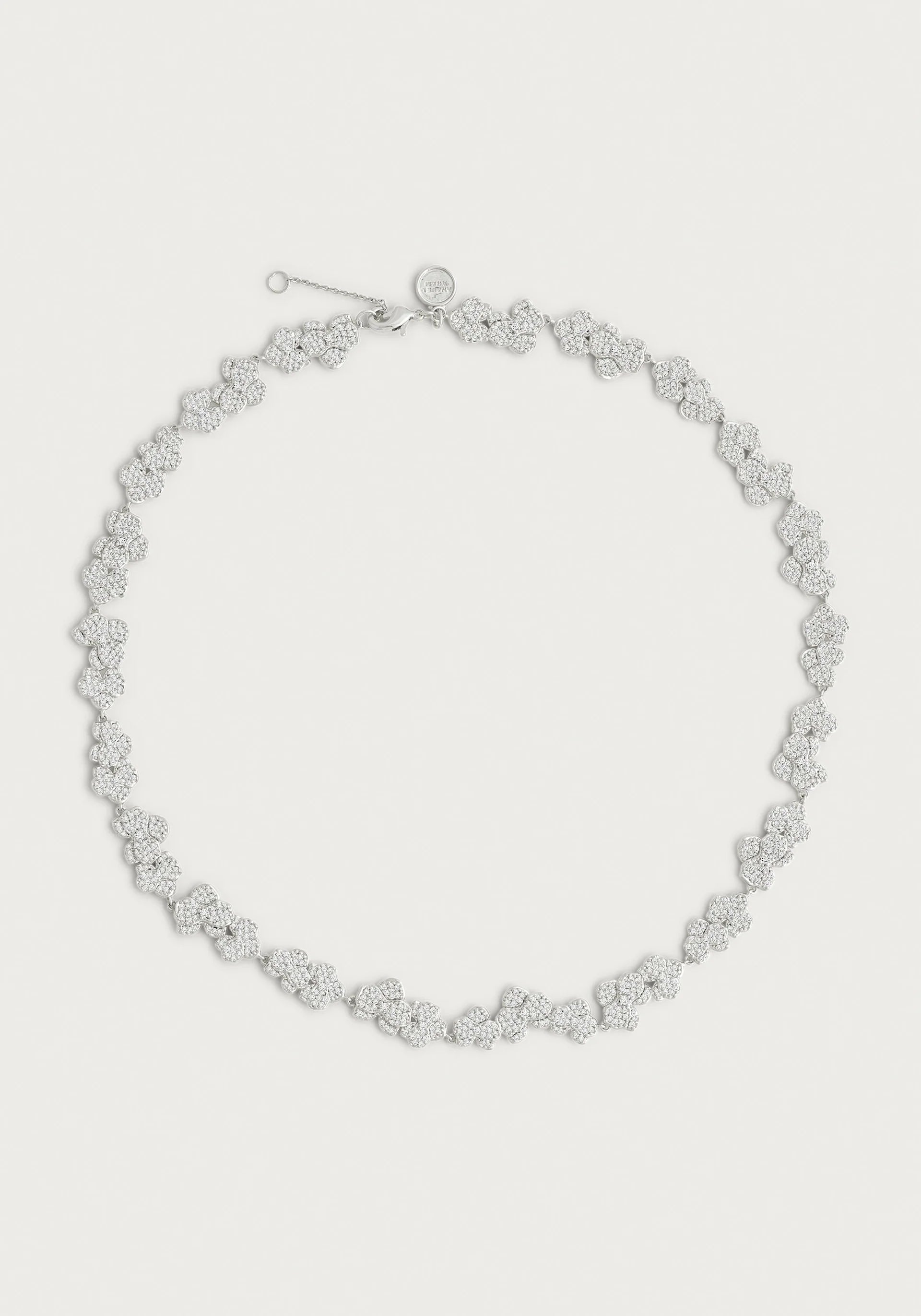 Custom Necklaces-Orchid White Pavé Necklace, Silver