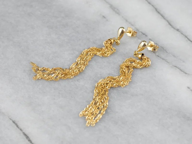 Nature Drop Earrings-Yellow Gold Singapore Chain Earrings