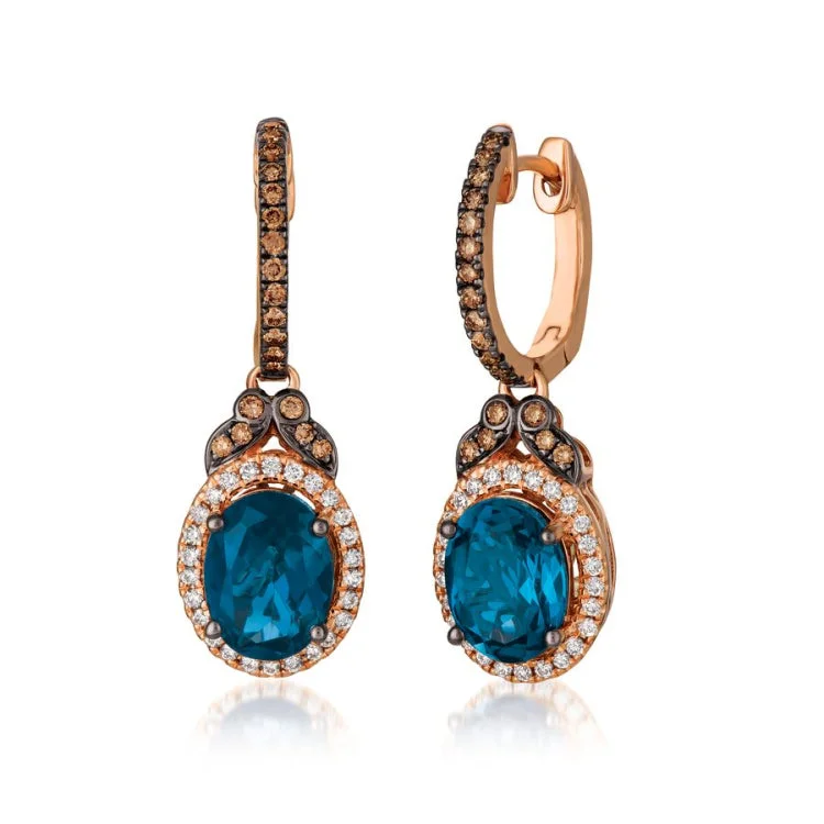 Blue Earrings-Le Vian 14K Strawberry Gold Earrings