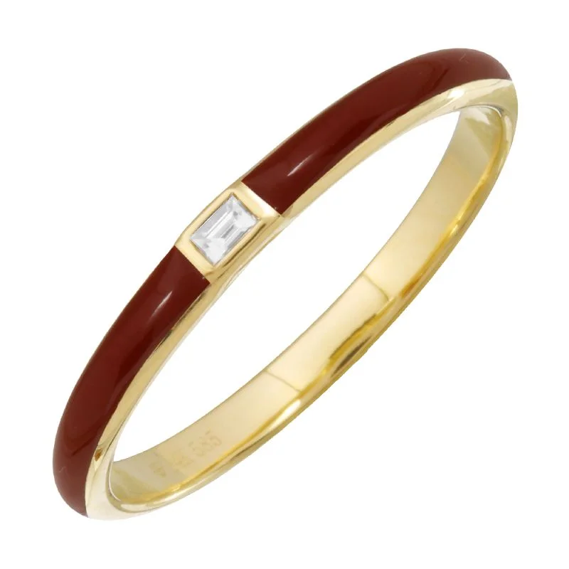 Simple Gold Rings-14k Yellow Gold Vamp Enamel & Diamond Ring