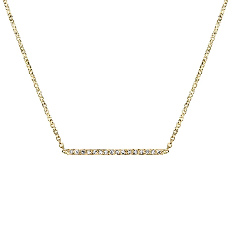 Personalized Pendant Necklaces-Pave Straight Bar Necklace