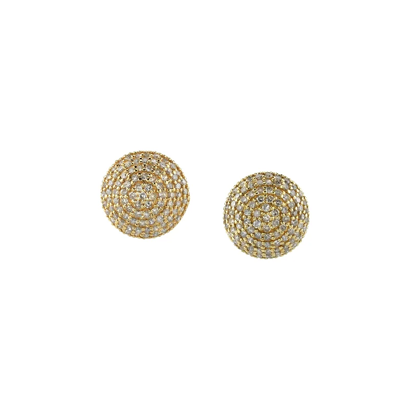 Statement Hoop Earrings-14K Gold Domed Stud Earrings EG000123