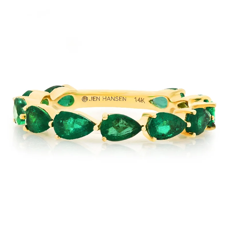 Statement Rings-EMERALD PEAR ETERNITY RING, 14kt GOLD