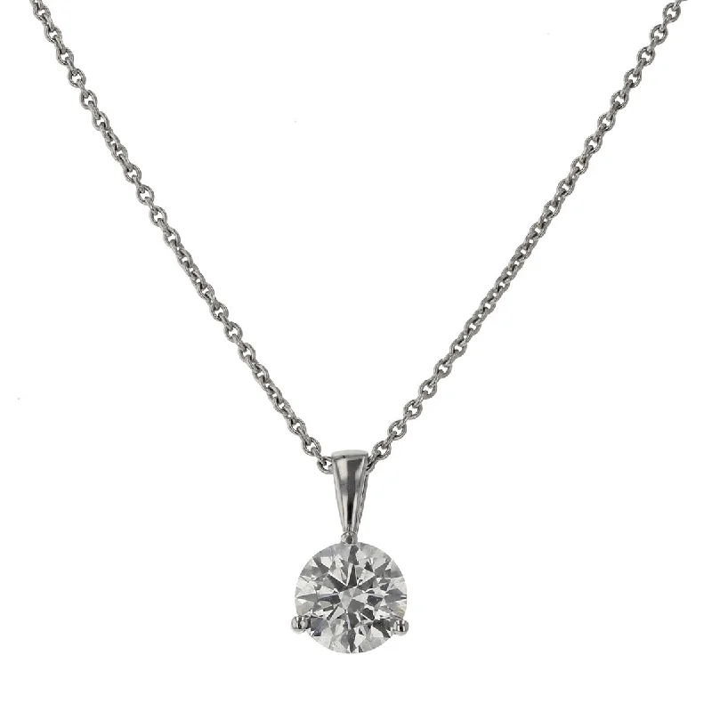 Designer Gold Necklaces-18K White Gold Brilliant Diamond Pendant Necklace